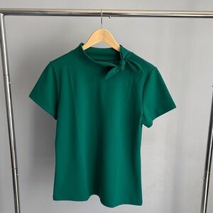 Ann Taylor NWT Green Short-Sleeve Tie-Neck Top